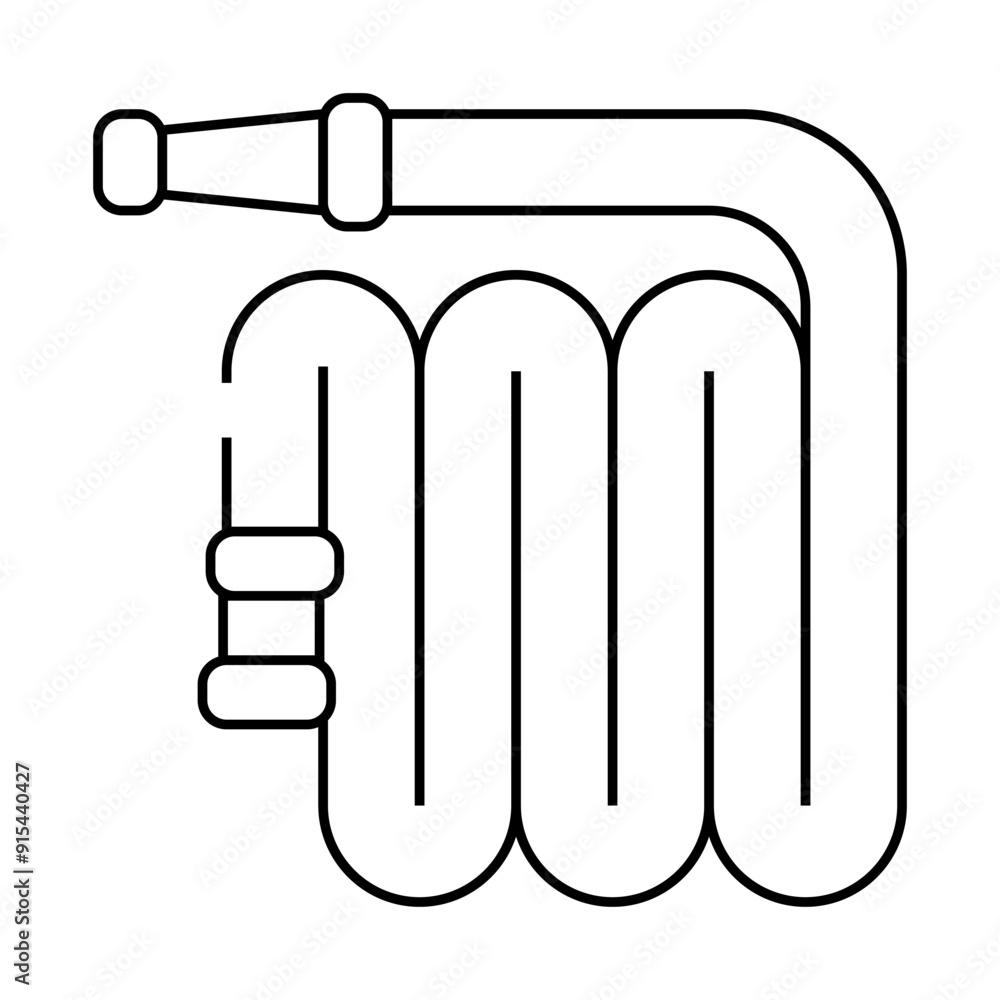 watering hose line icon vector. watering hose sign. isolated contour symbol black illustration