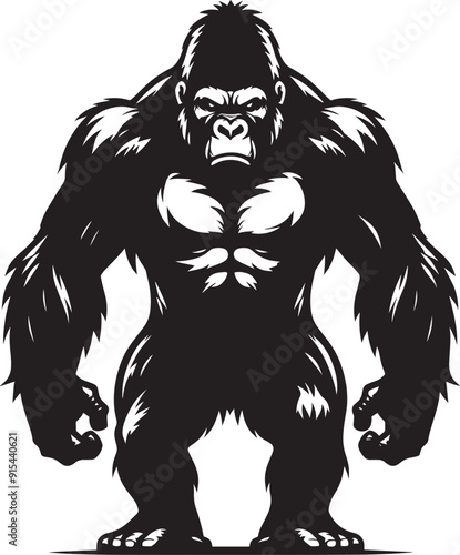 Angry Gorilla Silhouette isolated on white background Minimalist gorilla vector shape