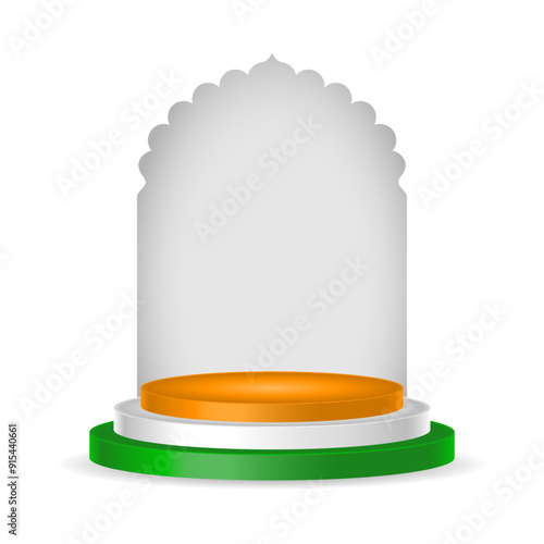 Vector illustration of tricolor podium with arch on transparent background