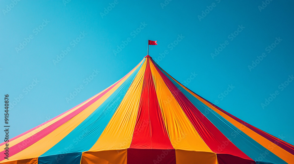 Colorful Circus Tent Against Clear Sky with Copy Space for Text Colorful Circus Tent Against Clear Sky with Copy Space for Text