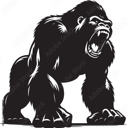 Angry Gorilla Silhouette isolated on white background Minimalist gorilla vector shape