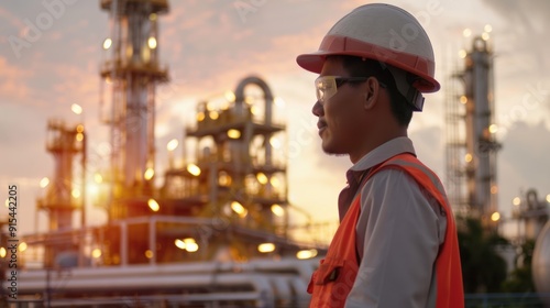 Asian engineer man with safety helmet 