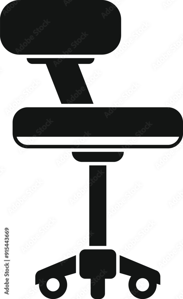 Black silhouette of a modern office chair, designed for comfort and support while working Black silhouette of a modern office chair, designed for comfort and support while working