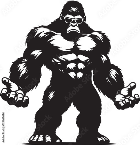 Angry Gorilla Silhouette isolated on white background Minimalist gorilla vector shape