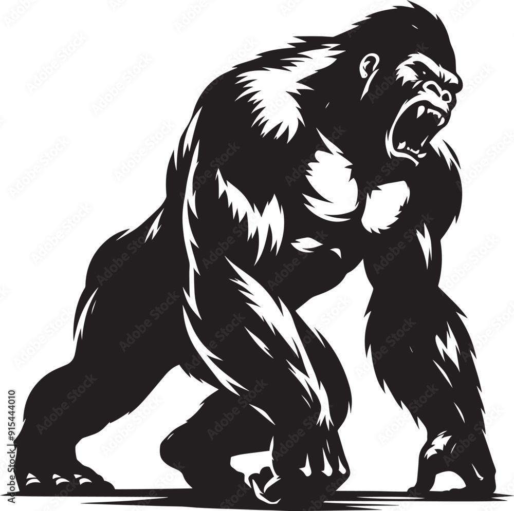 Angry Gorilla Silhouette isolated on white background Minimalist gorilla vector shape Angry Gorilla Silhouette isolated on white background Minimalist gorilla vector shape