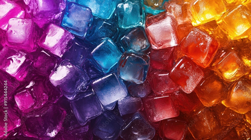 Close-up of Colorful Ice Cubes in a Drink Close-up of Colorful Ice Cubes in a Drink
