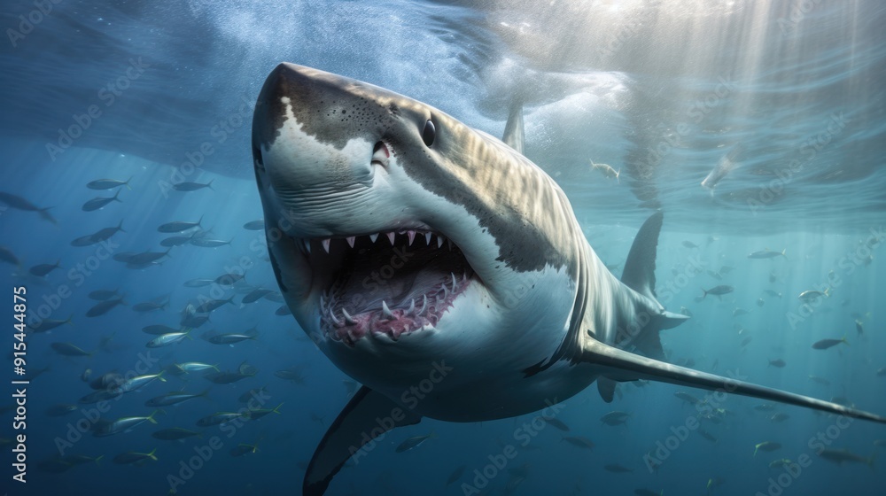 Naklejka premium Sharks in the ocean,Great White Sharks