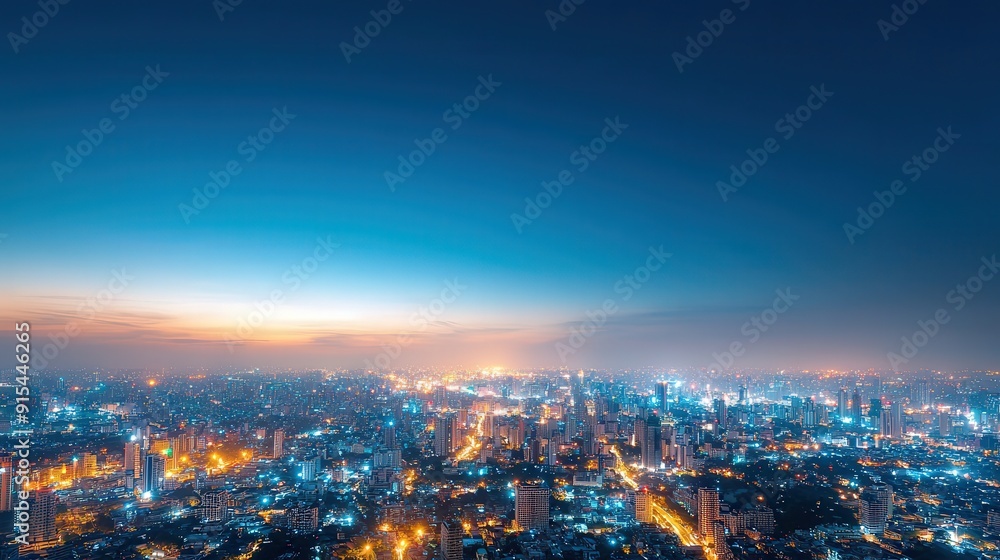 Obraz premium Cityscape at night vibrant urban scene