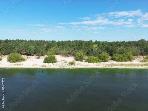 Wallpaper Mural Landscape on the banks of the America River, blue sky, white sand. Torontodigital.ca