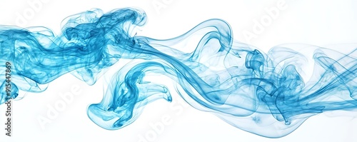 Abstract Blue Smoke Illustration on White Background