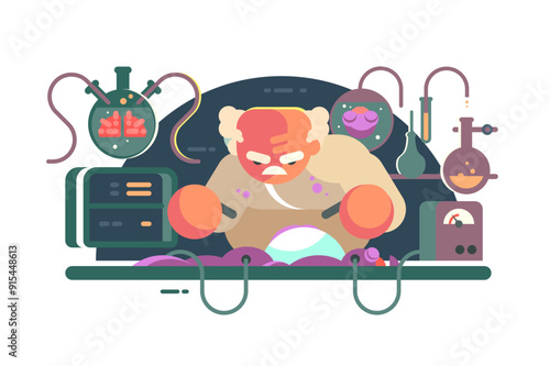 Mad scientist in lab