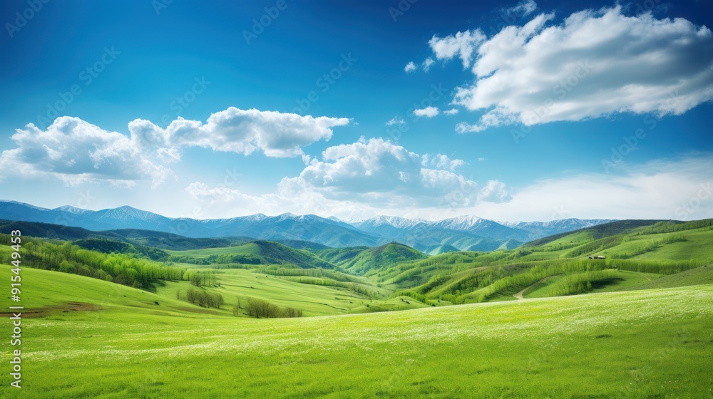 Obraz premium springtime landscape in mountains. 