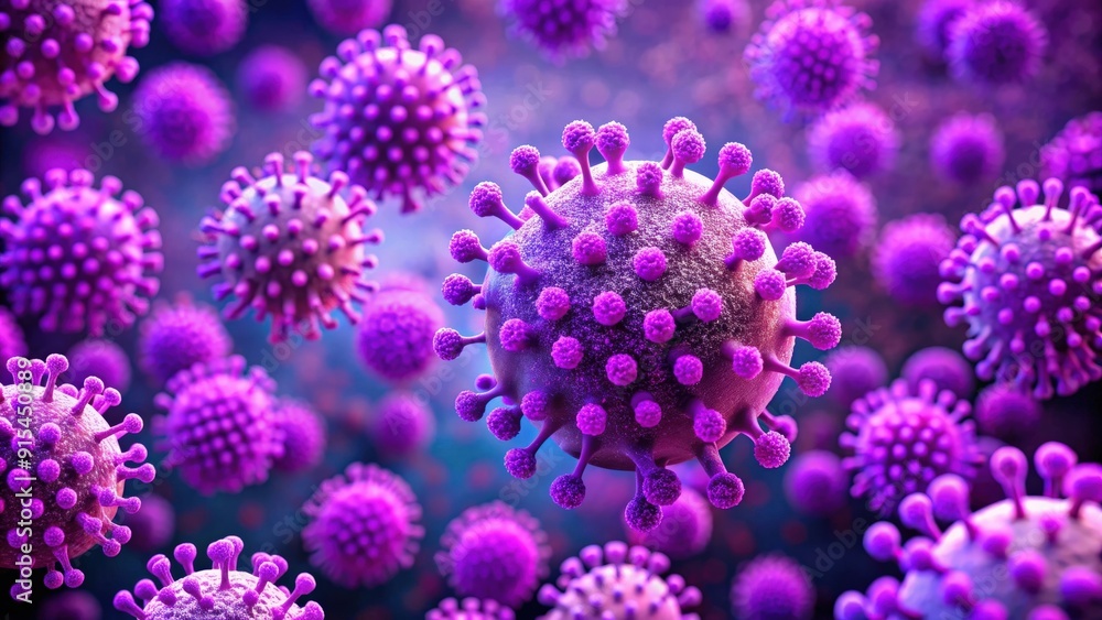 Microscopic view of a vibrant purple viral landscape, microscopic, purple, virus, bacteria, cells, petri dish Microscopic view of a vibrant purple viral landscape, microscopic, purple, virus, bacteria, cells, petri dish