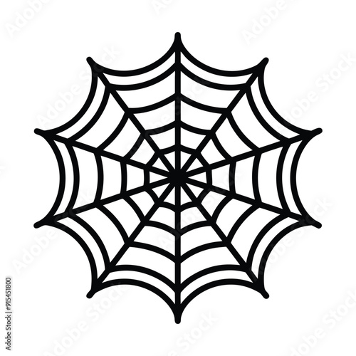 Spin a web of spookiness with Halloween spider web icon the perfect eerie addition to your creepy crawly designs, An intricate web spun by a spider vector silhouette