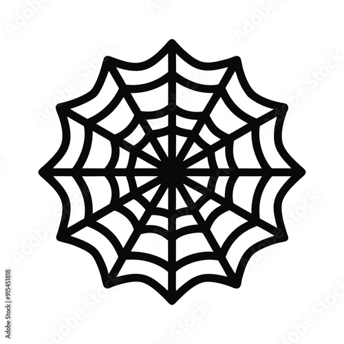Spin a web of spookiness with Halloween spider web icon the perfect eerie addition to your creepy crawly designs, An intricate web spun by a spider vector silhouette