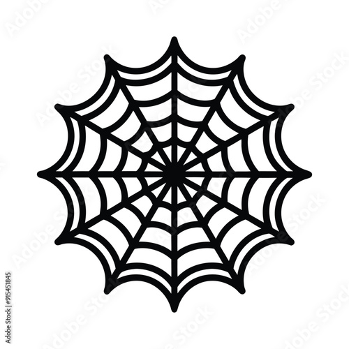 Spin a web of spookiness with Halloween spider web icon the perfect eerie addition to your creepy crawly designs, An intricate web spun by a spider vector silhouette