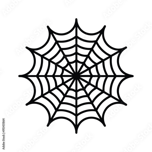 Spin a web of spookiness with Halloween spider web icon the perfect eerie addition to your creepy crawly designs, An intricate web spun by a spider vector silhouette