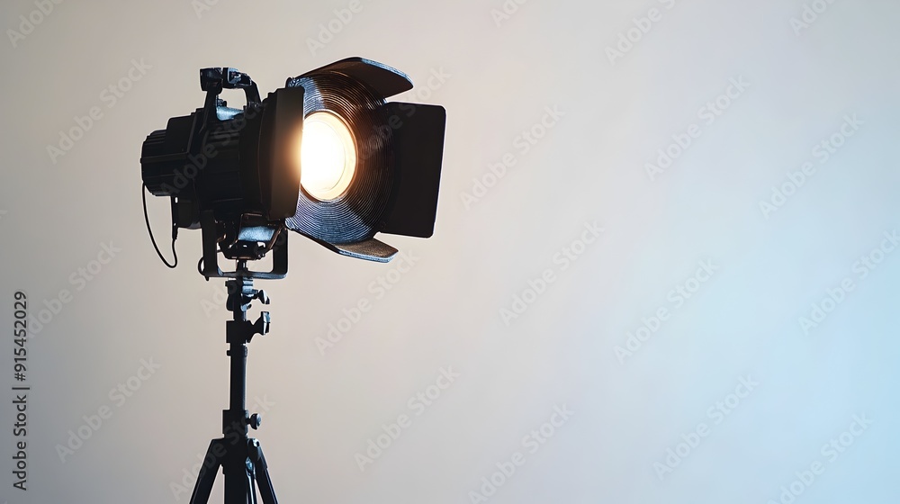 Bright Studio Lighting Equipment on Tripod for Film or Photography Production Bright Studio Lighting Equipment on Tripod for Film or Photography Production