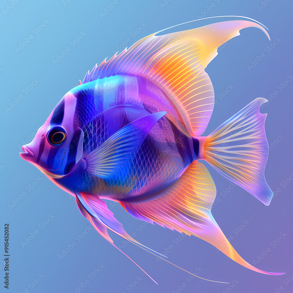 Fototapeta premium 3D Angel fish in white background vector image