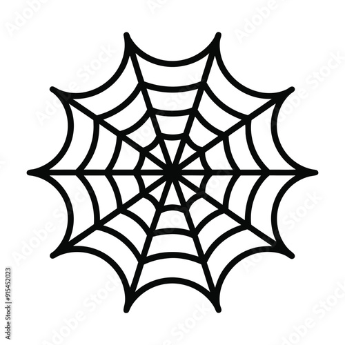 Spin a web of spookiness with Halloween spider web icon the perfect eerie addition to your creepy crawly designs, An intricate web spun by a spider vector silhouette