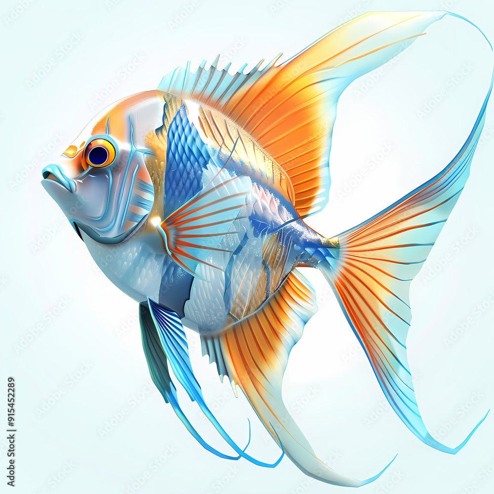 Fototapeta premium 3D Angel fish in white background vector image