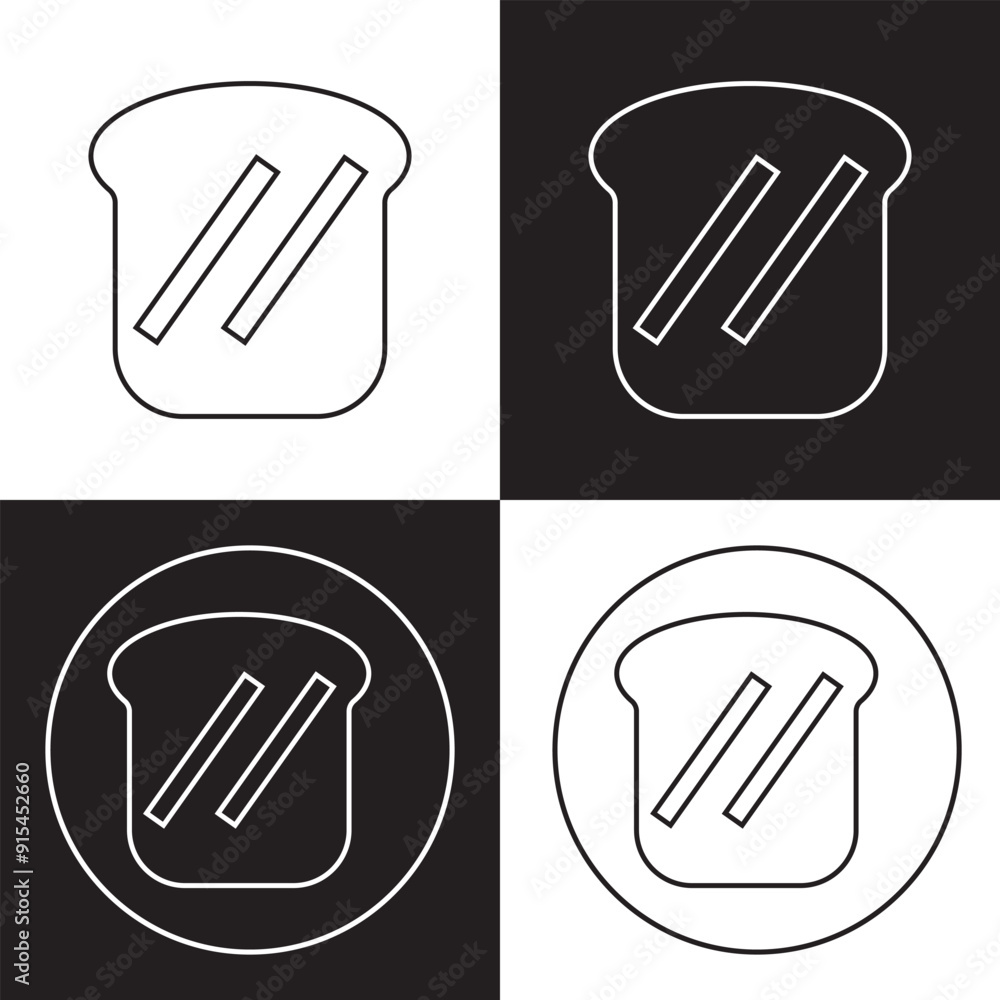 Bread slices icon. toasted bread vector icon black and white. Vector illustration. Eps 10 Bread slices icon. toasted bread vector icon black and white. Vector illustration. Eps 10
