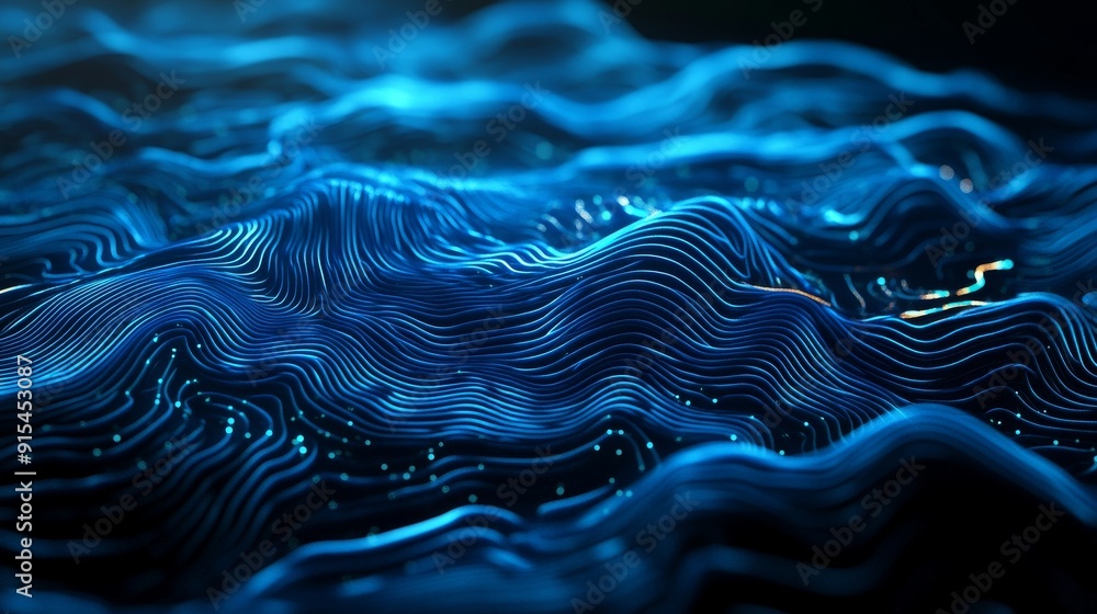 3D abstract background with a dynamic wave. Big data visualization and 3D rendering. 3D abstract background with a dynamic wave. Big data visualization and 3D rendering.