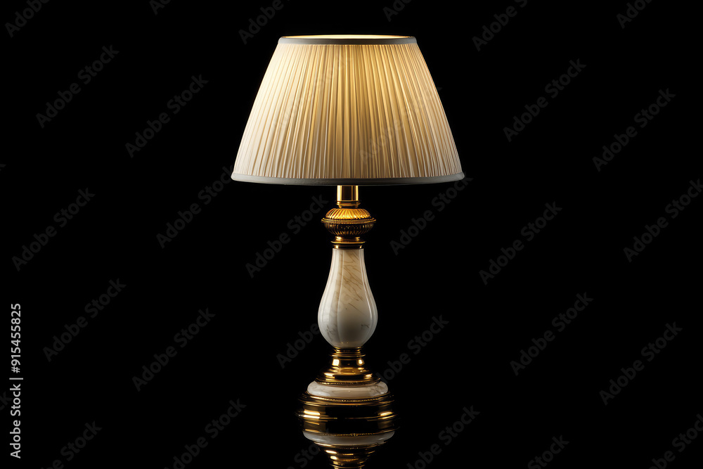 Sophisticated Table Lamp Casting Warm Light in Dark Background Sophisticated Table Lamp Casting Warm Light in Dark Background