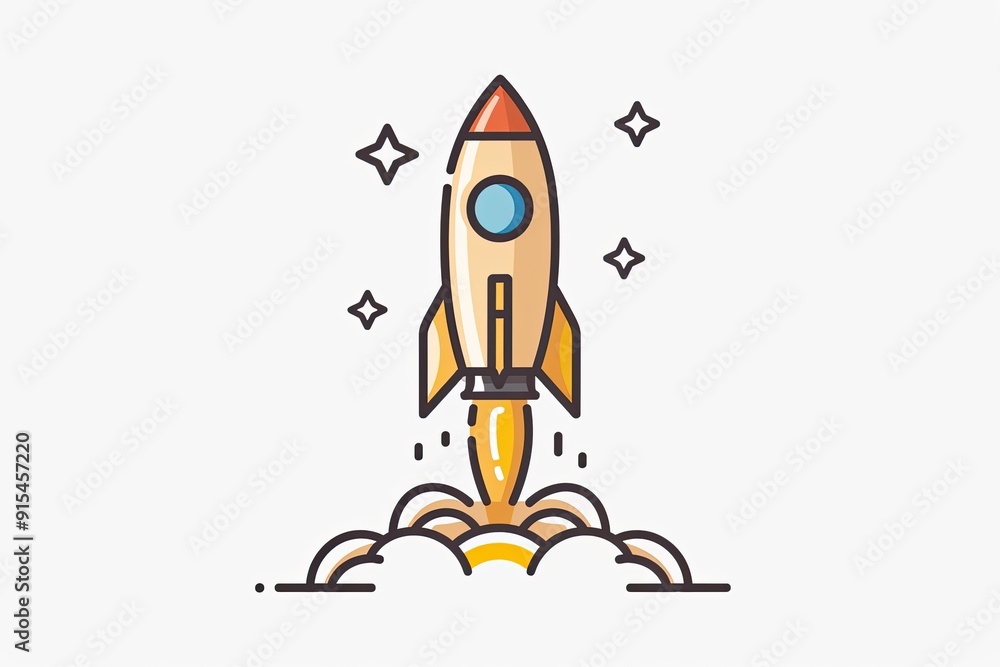 A minimal rocket icon taking off, symbolizing a business startup launch A minimal rocket icon taking off, symbolizing a business startup launch
