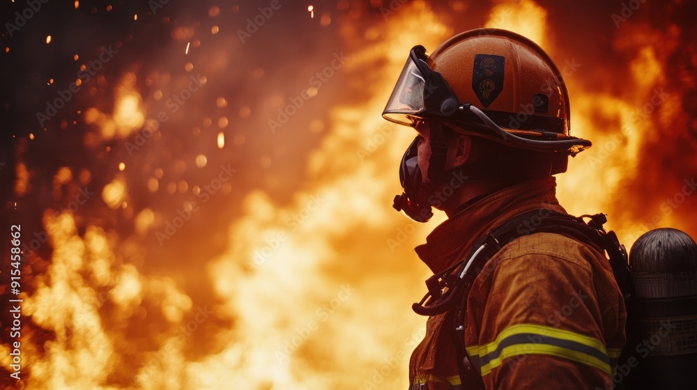 Firefighter Facing the Flames Firefighter Facing the Flames
