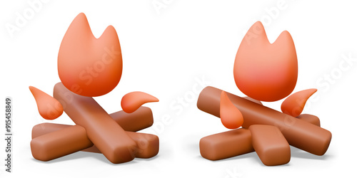 3D hearth in different positions. Vector composition on white background