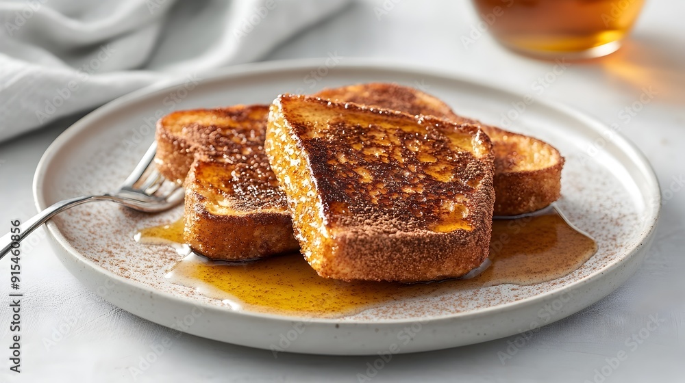 Delectable Golden Toasted Bread Slices Drizzled with Honey Garnished on Plate Delectable Golden Toasted Bread Slices Drizzled with Honey Garnished on Plate