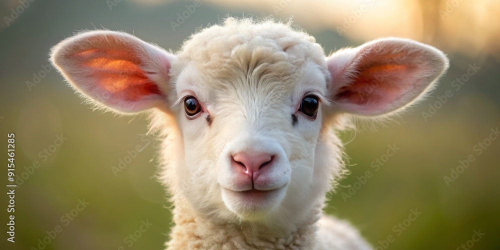 Adorable baby lamb with soft, fluffy fur and big brown eyes gazes directly at the camera, its innocent and gentle expression melting hearts. Adorable baby lamb with soft, fluffy fur and big brown eyes gazes directly at the camera, its innocent and gentle expression melting hearts.