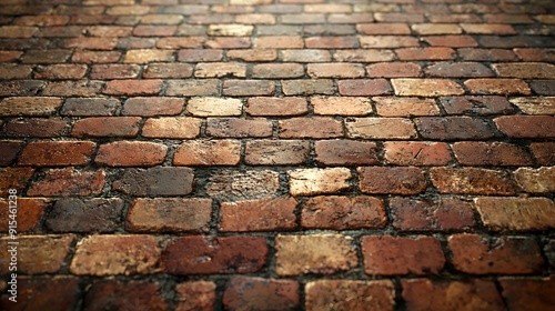 Close-Up of a Wet Brick Pavement