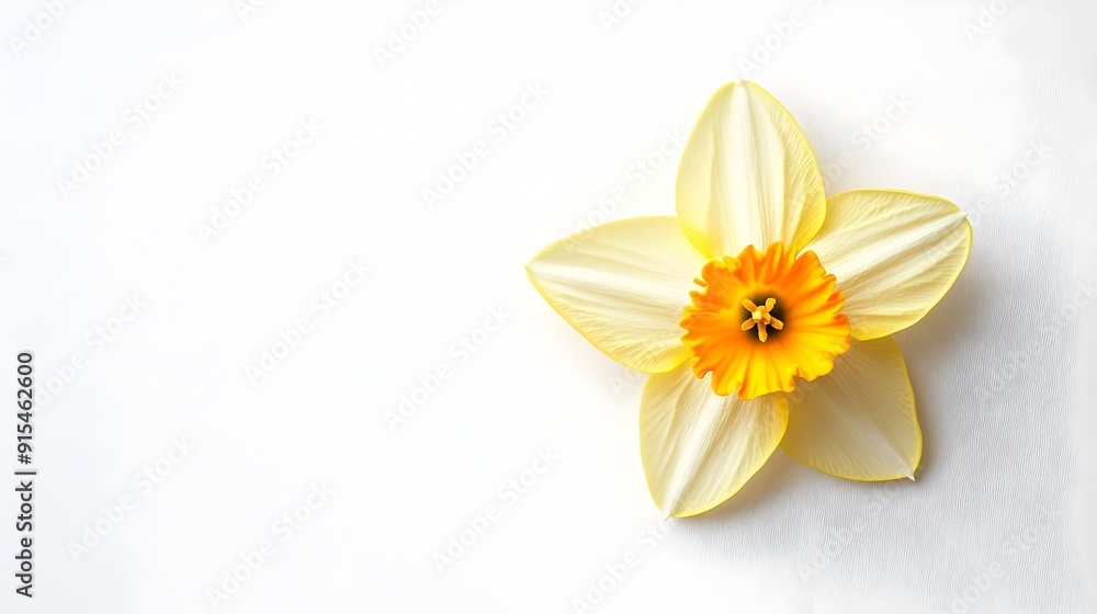 Stunning Daffodil Flower in Bright Yellow with White Background Stunning Daffodil Flower in Bright Yellow with White Background
