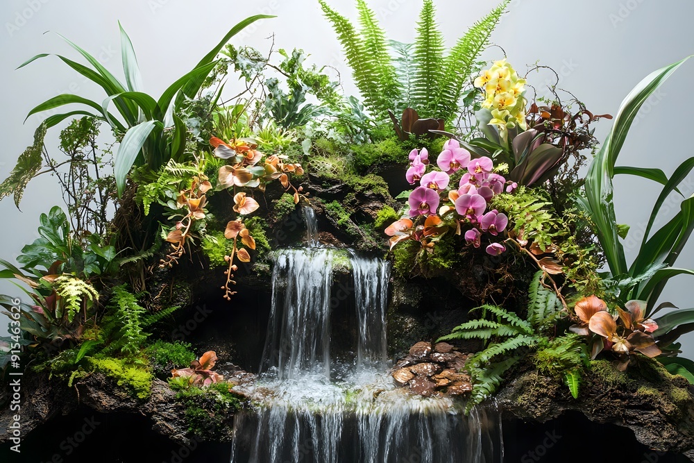 Waterfall Oasis with Lush Greenery Waterfall Oasis with Lush Greenery