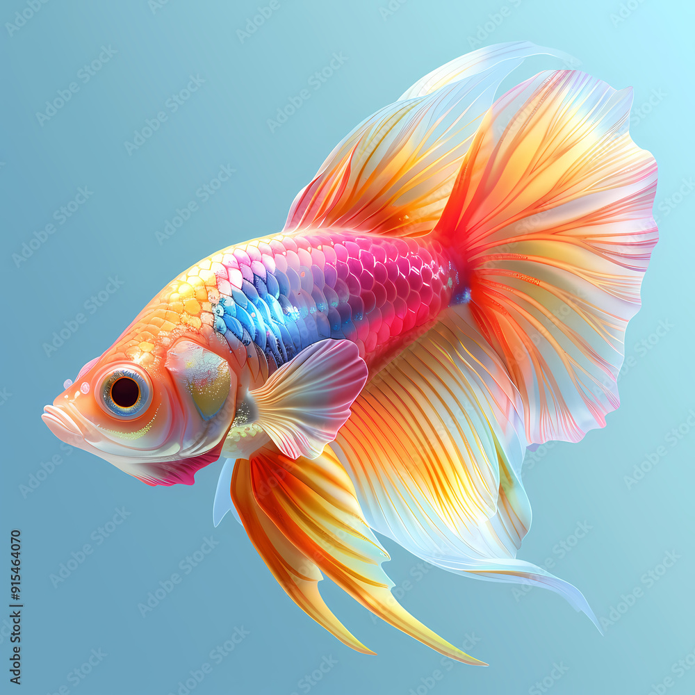 Fototapeta premium 3D Guppy fish in white background vector image