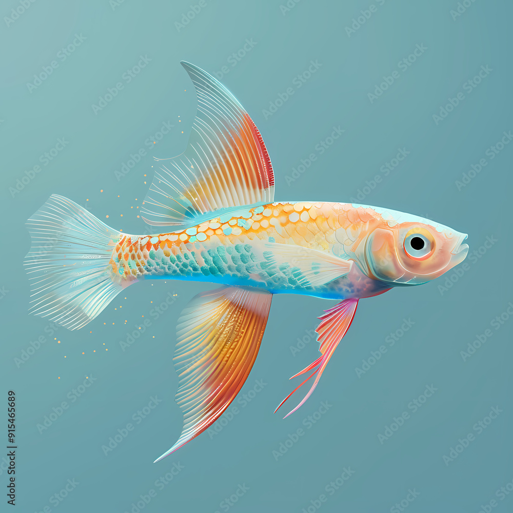 3D Guppy fish in white background vector image 3D Guppy fish in white background vector image