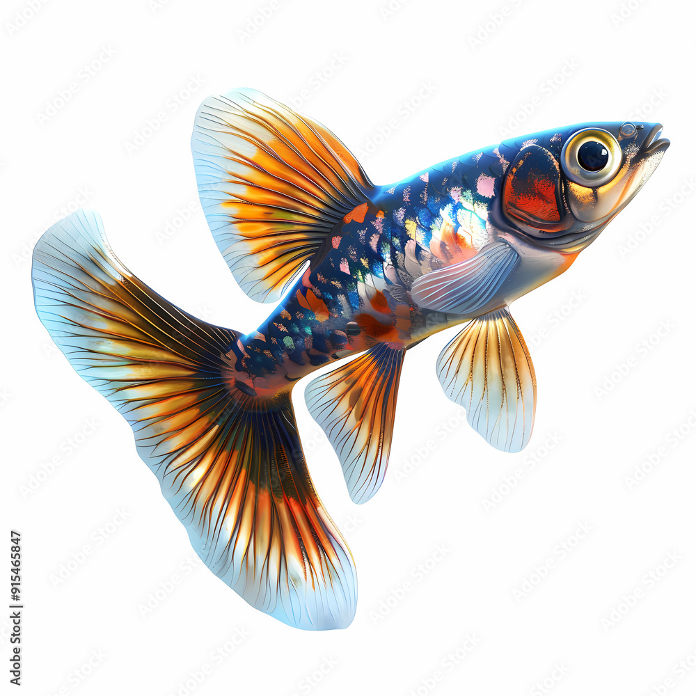 Fototapeta premium 3D Guppy fish in white background vector image