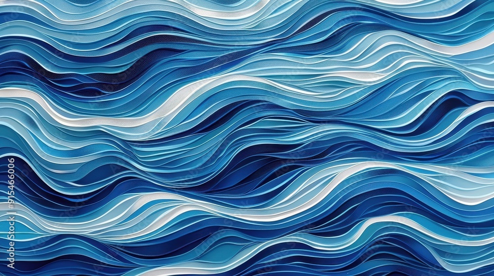 Vibrant layers of paper resemble waves in different shades of blue ...