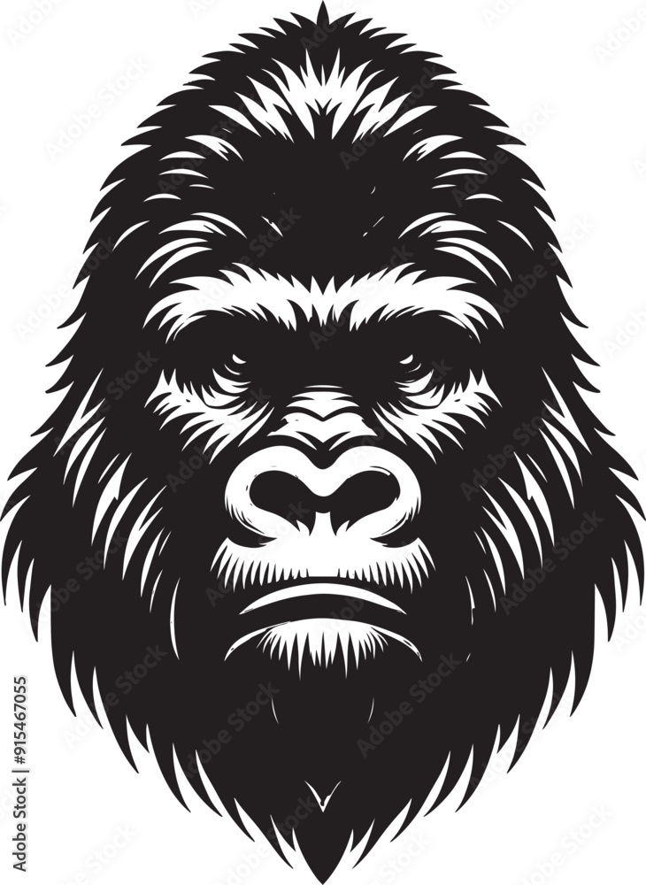 Obraz premium Gorilla head mascot Silhouette isolated on white background Minimalist vector