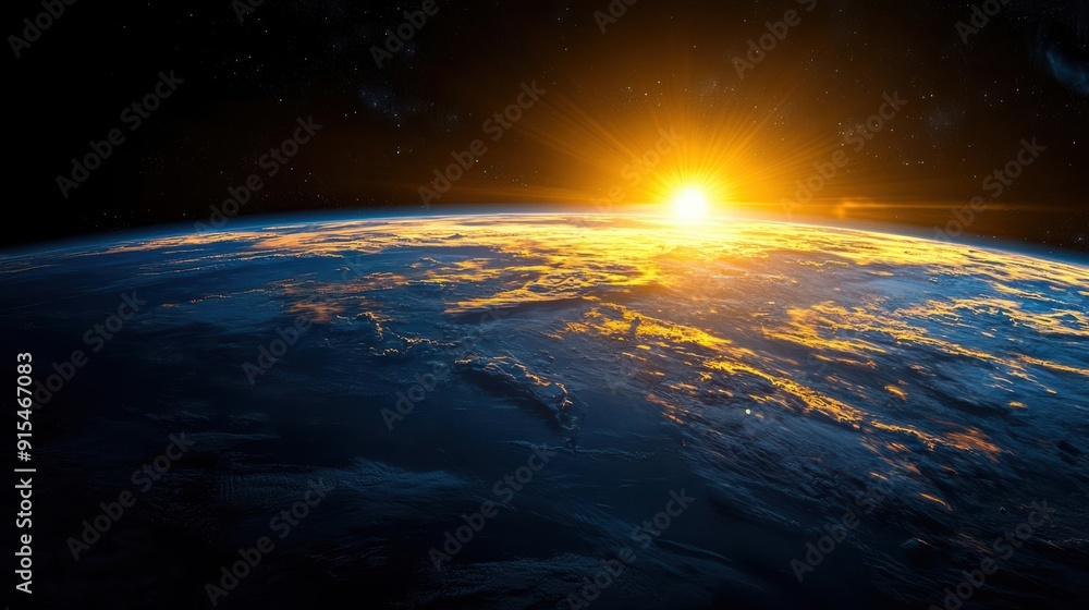 Beautiful Earth from space at sunrise, isolated on black background, copy space, poster for AD, cosmic dawn, sharp detail, radiant imagery Beautiful Earth from space at sunrise, isolated on black background, copy space, poster for AD, cosmic dawn, sharp detail, radiant imagery