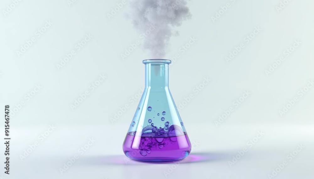 Chemical reaction in progress with smoke and bubbles Chemical reaction in progress with smoke and bubbles
