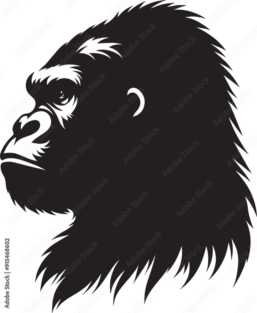 Gorilla head mascot Silhouette isolated on white background Minimalist vector Gorilla head mascot Silhouette isolated on white background Minimalist vector