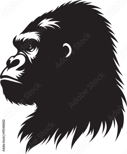 Wallpaper Mural Gorilla head mascot Silhouette isolated on white background Minimalist vector Torontodigital.ca