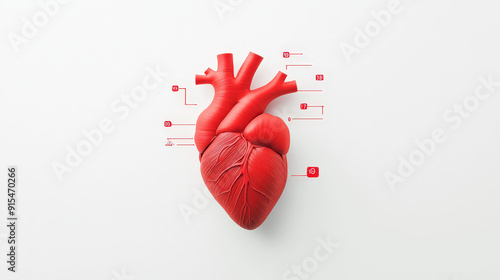 Detailed 3D rendering of the human heart  photo