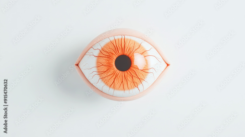 Obraz premium Detailed 3D rendering of the human eye with internal structures, [3D human eye], [ophthalmology education]