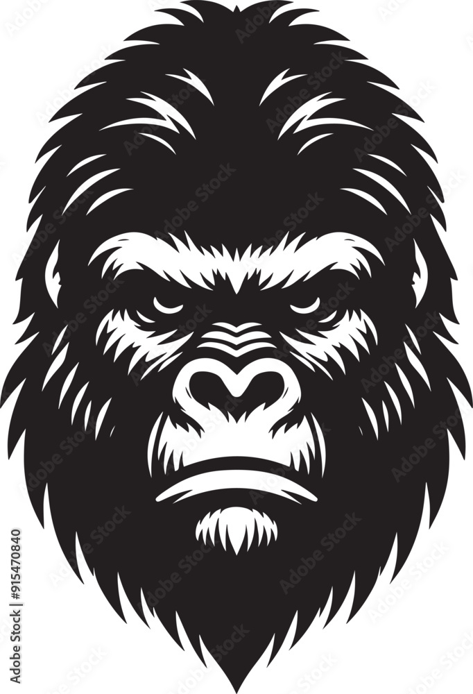 Fototapeta premium Gorilla head mascot Silhouette isolated on white background Minimalist vector