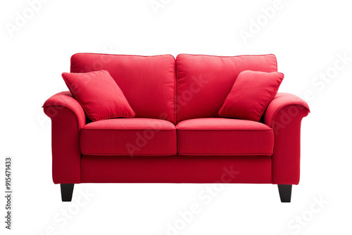 Red Sofa with Pillows photo