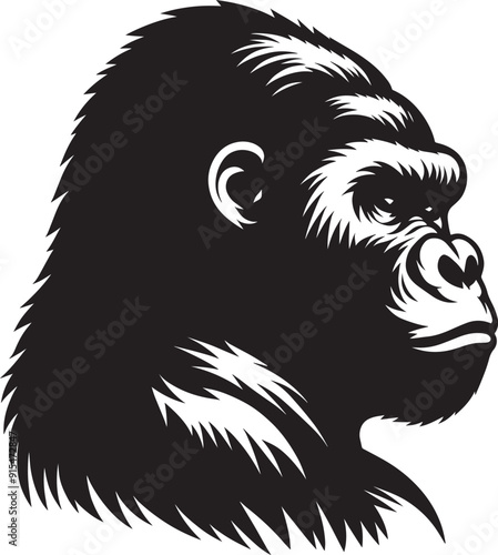 Wallpaper Mural Gorilla head mascot Silhouette isolated on white background Minimalist vector Torontodigital.ca